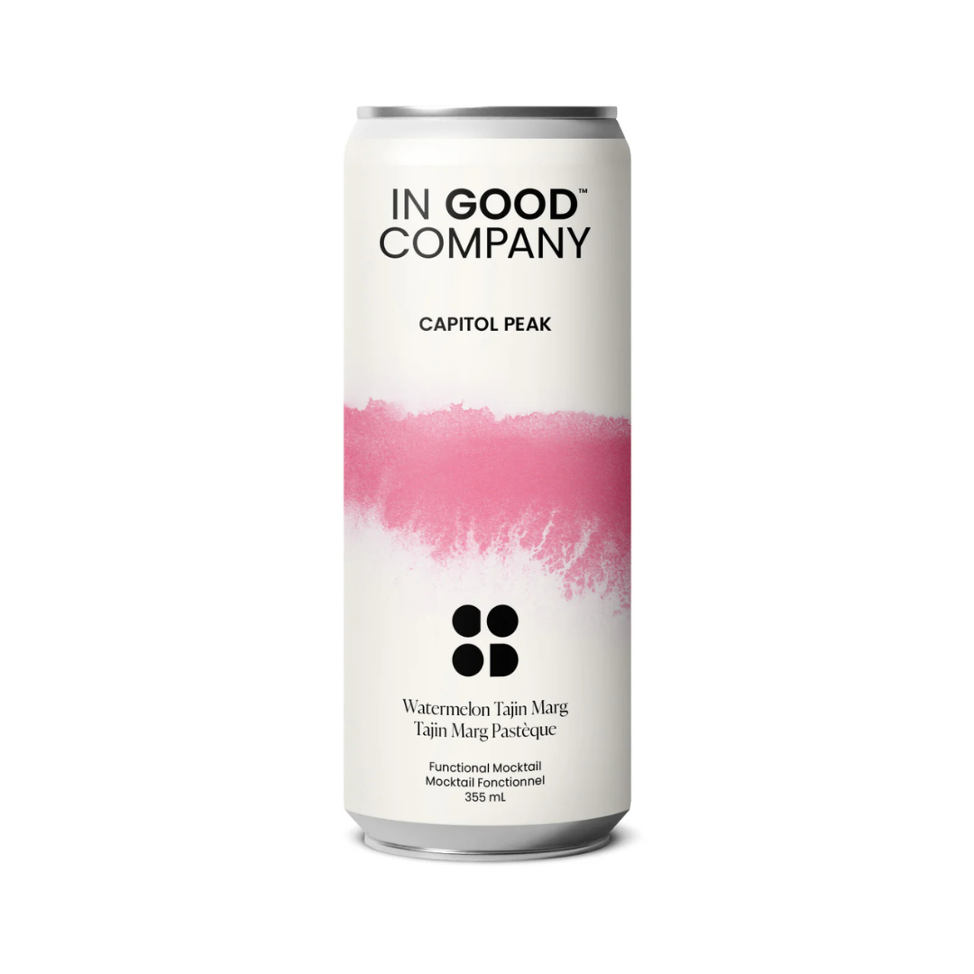 Can of Capitol Peak Watermelon Tajín Marg — functional mocktail with adaptogens, green coffee bean energy, and watermelon spice flavour.