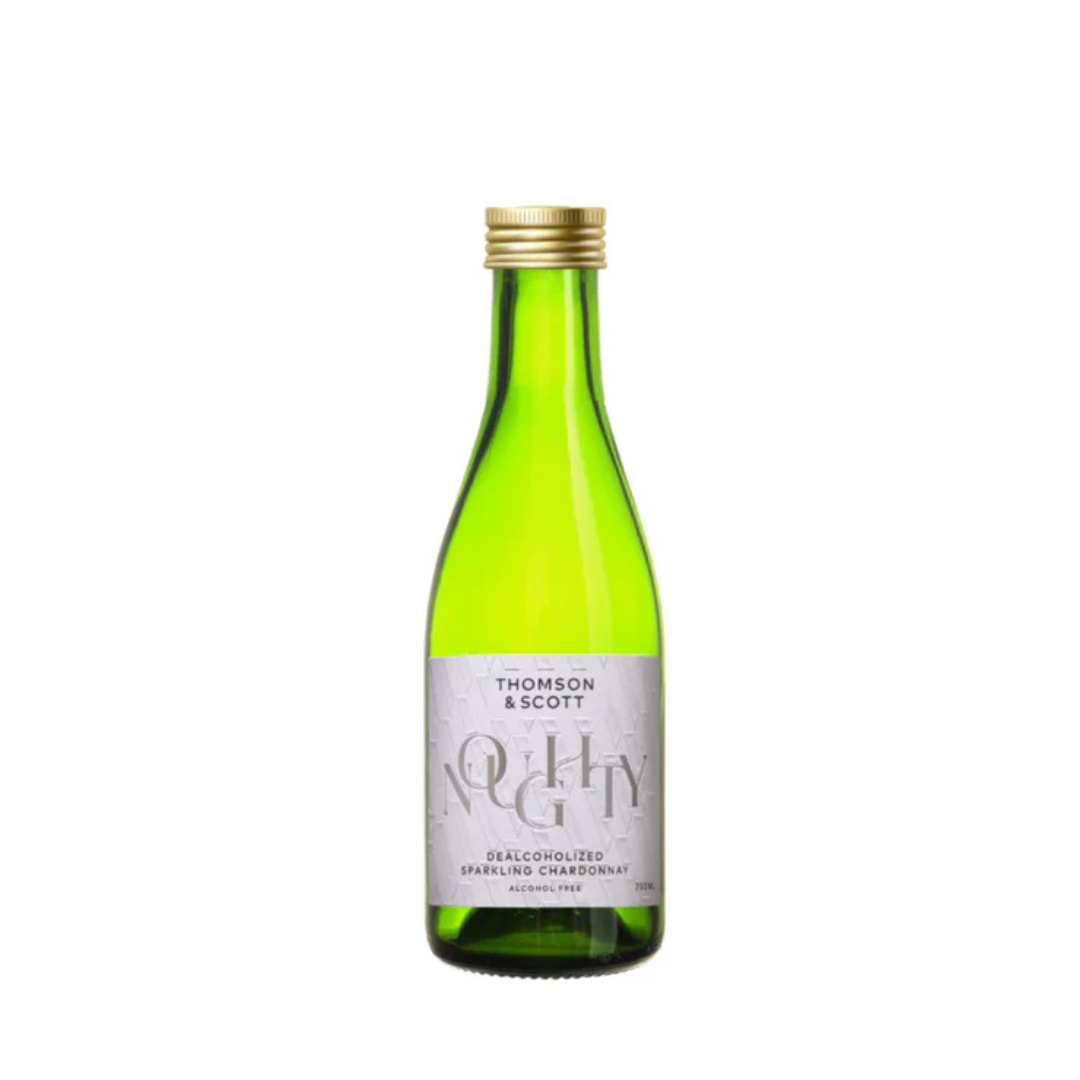 Green bottle with gold cap on a white background