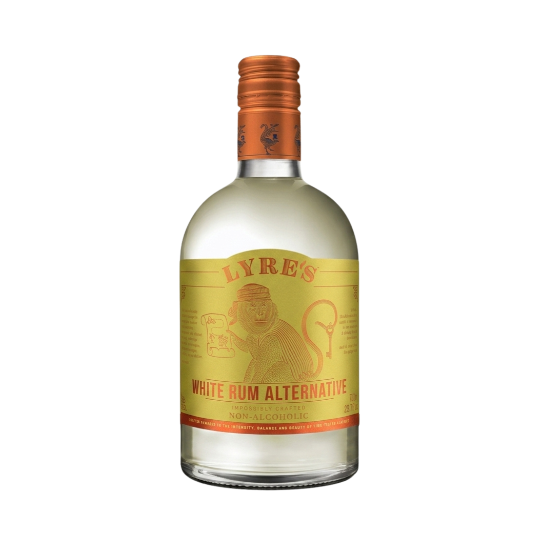 Bottle of Lyres White Rum Alternative on a white background
