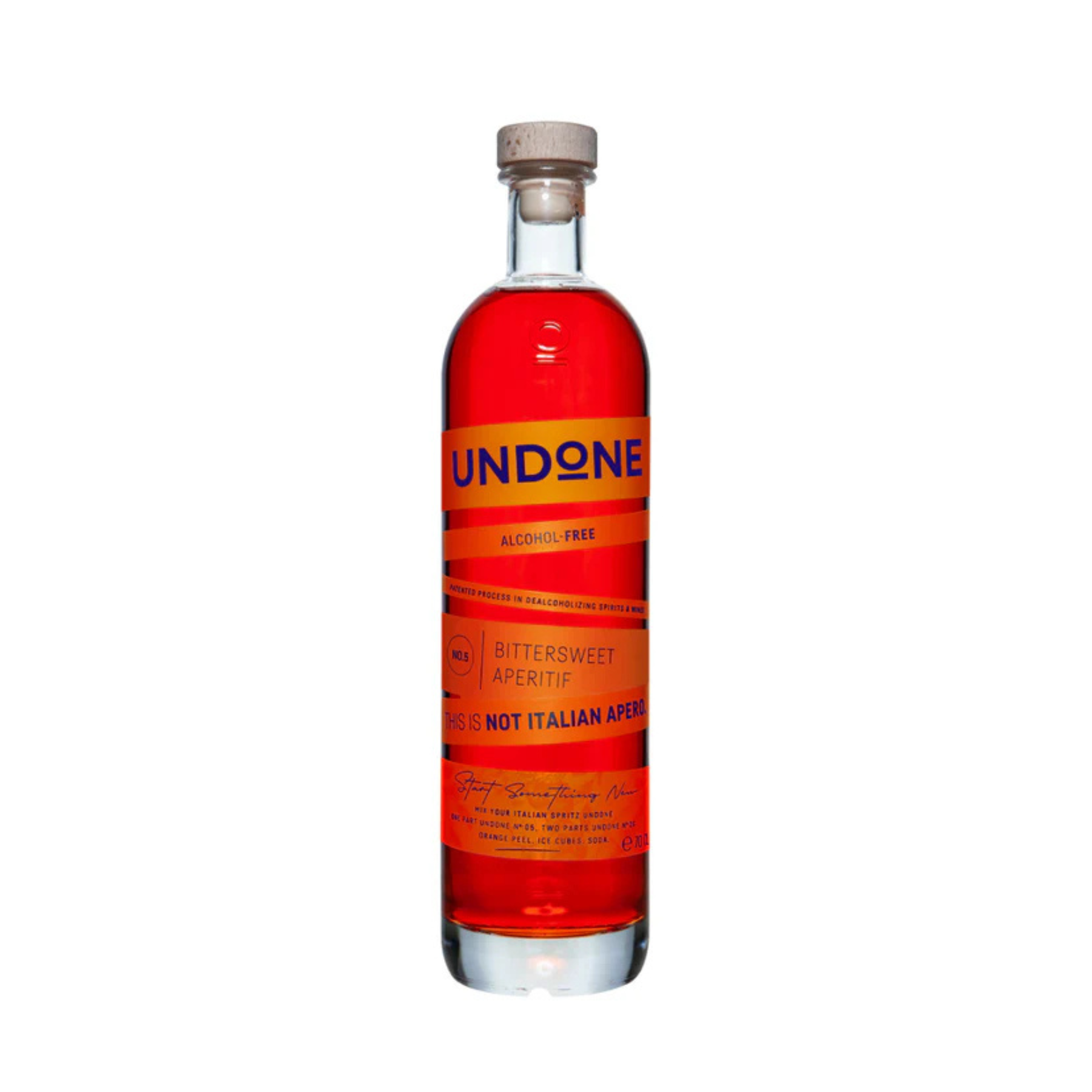 UNDONE No. 8 Bittersweet Aperitif – Alcohol-Free Non-Alcoholic Aperitif – Vibrant Orang Spirit Alternative – Perfect for Spritz Cocktails & Mocktails – 700ml Bottle