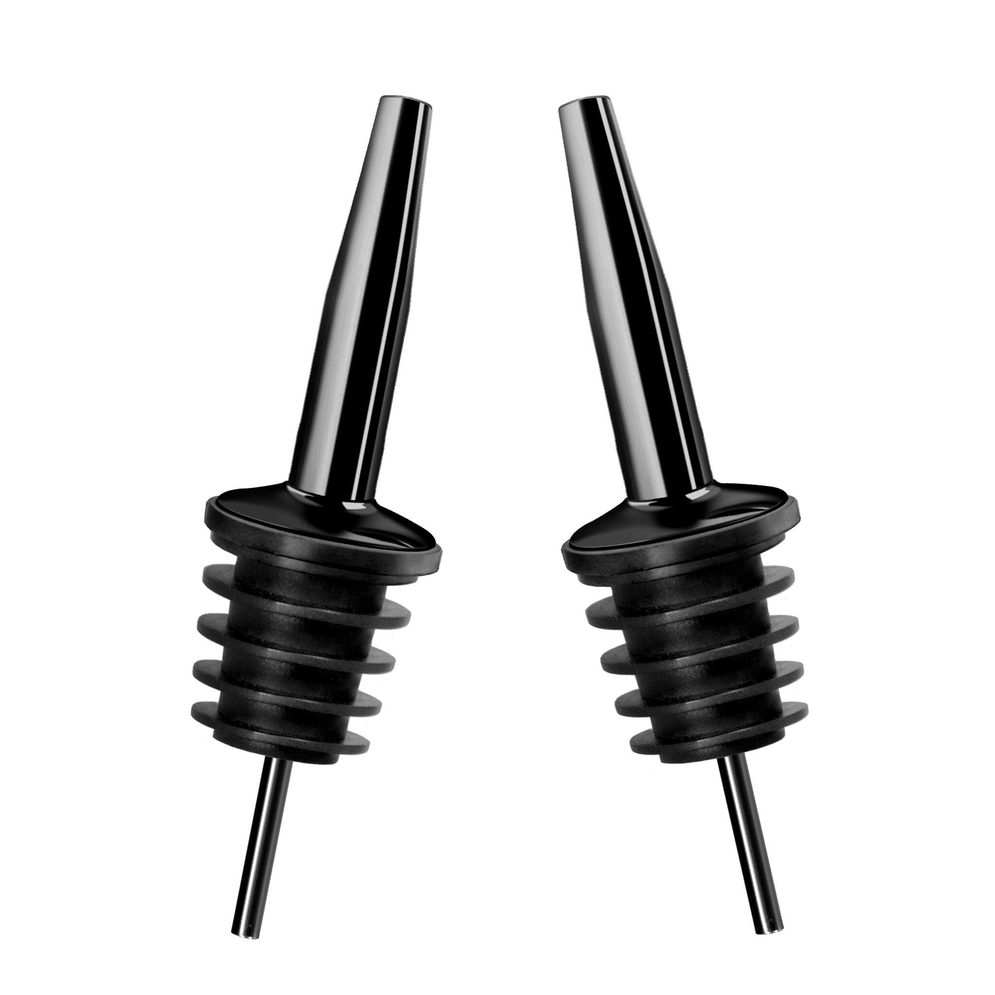 Liquor Bottle Pourers - Black Chrome Finish │Set of 2