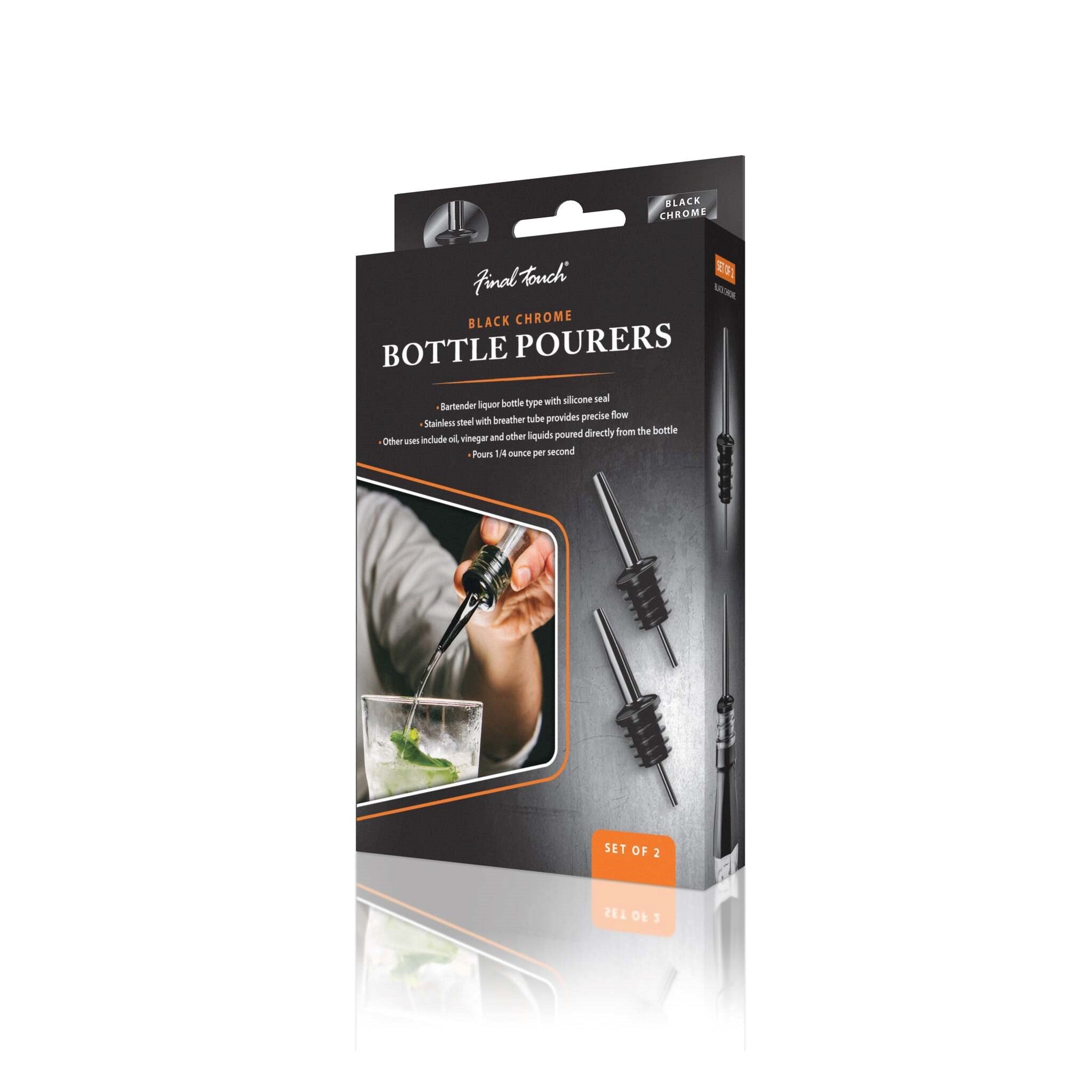 Liquor Bottle Pourers - Black Chrome Finish │Set of 2