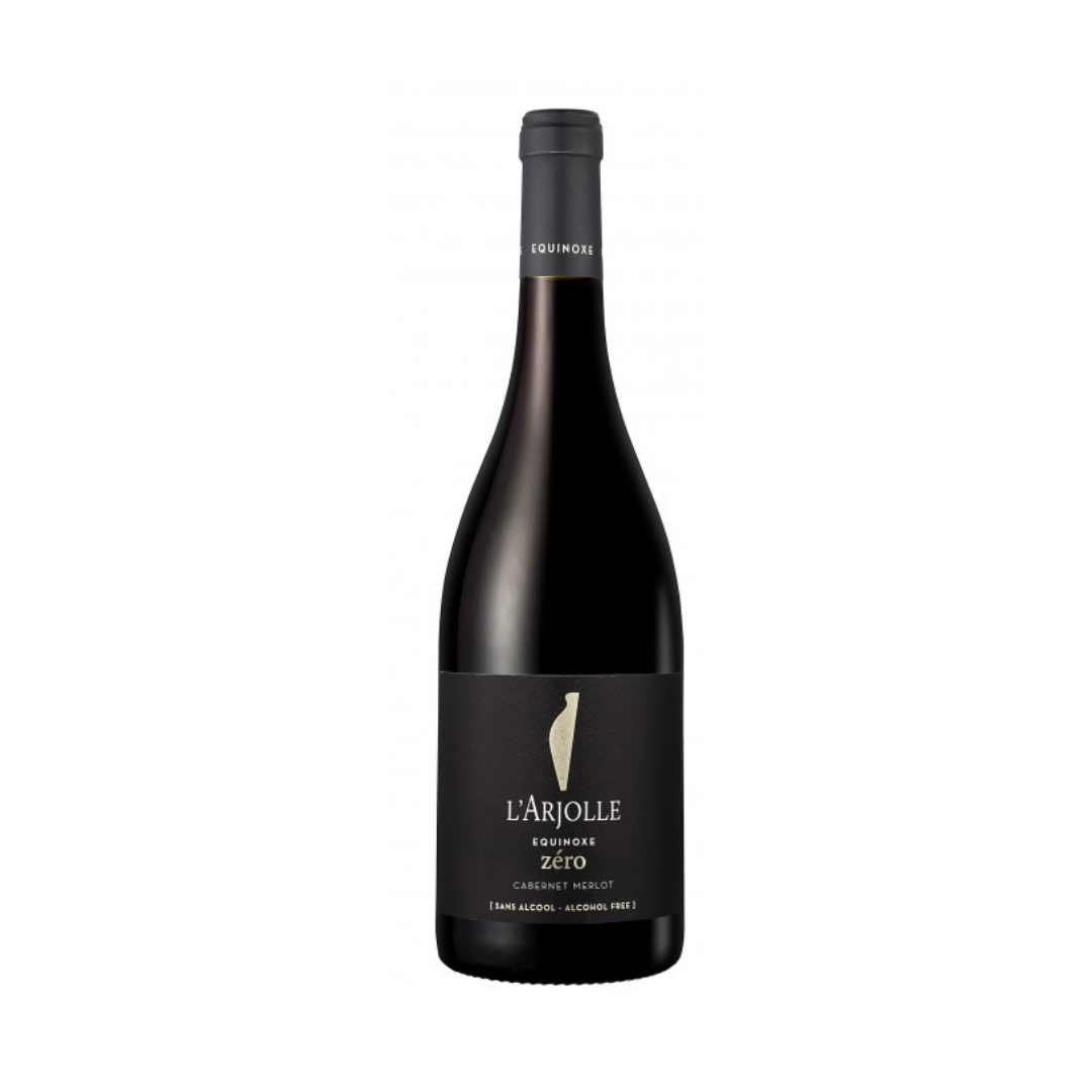 Wine bottle with black label on a white background