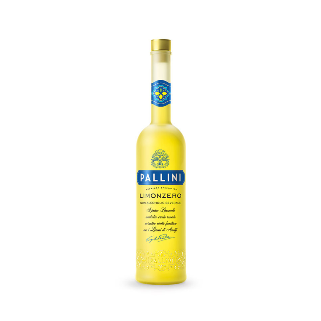 Bottle of Pallini Limonzero on a white background