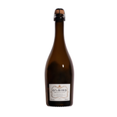 oddbird spumante non-alcoholic prosecco in brown glass bottle  with exposed cork and white elegant label modern contemporary look