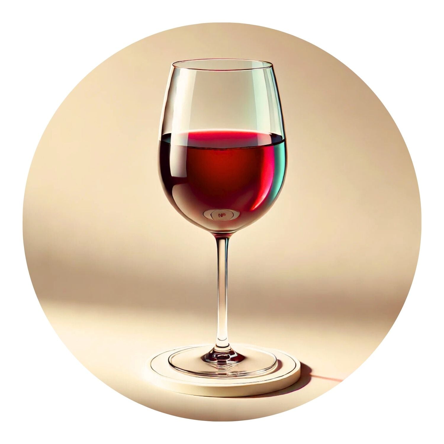 illustration of a glass of red wine sitting on a coaster with a cream background