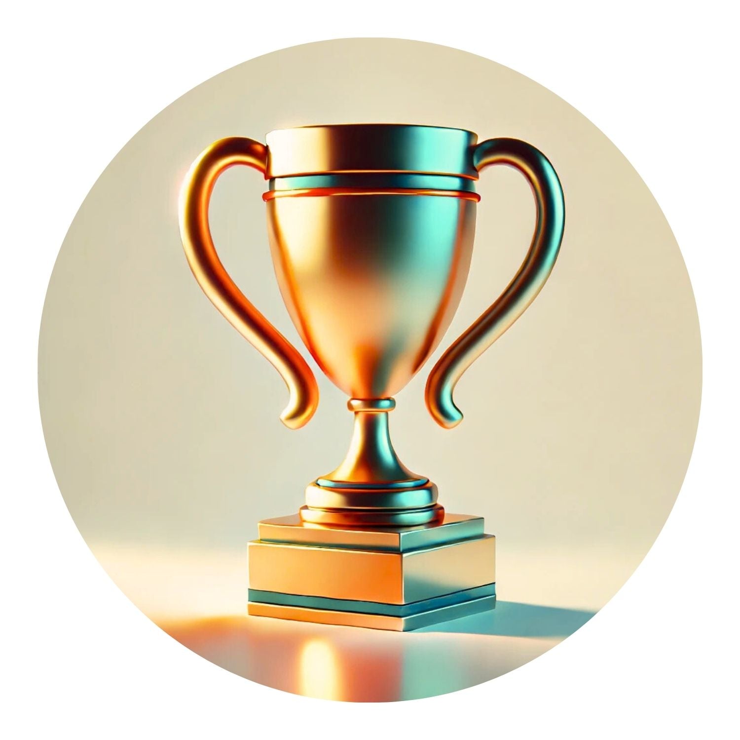illustration of a gold trophy with teal highlights.