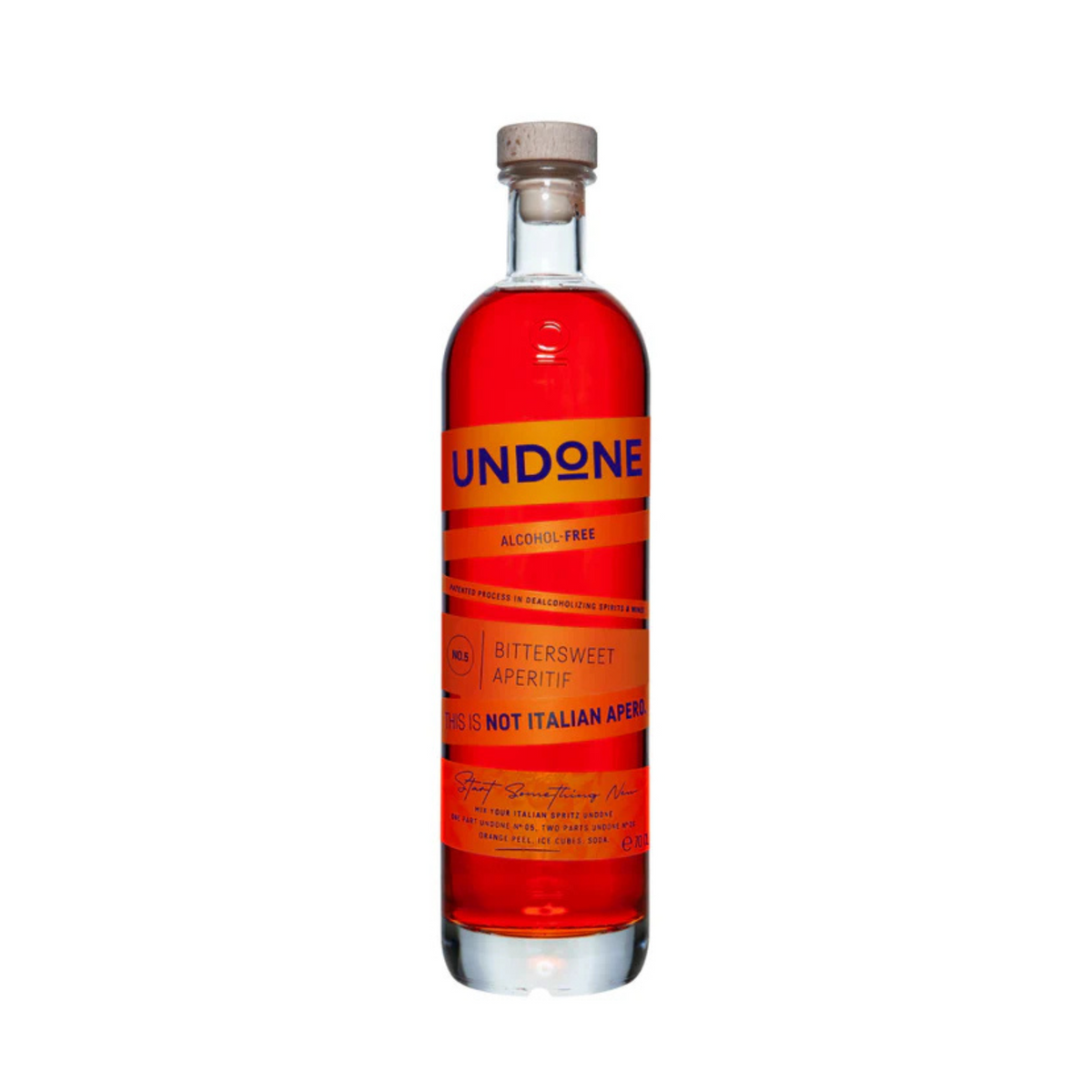 UNDONE No. 8 Bittersweet Aperitif – Alcohol-Free Non-Alcoholic Aperitif – Vibrant Orang Spirit Alternative – Perfect for Spritz Cocktails & Mocktails –  700ml Bottle