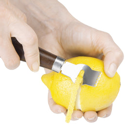 2-in-1 Wooden Zester peeling a lemon